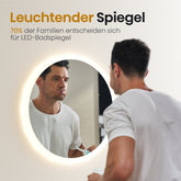 EMKE Round Bathroom Mirror 60cm with 3000K/4000K/6500K Touch+Dimmable+Demister Pad
